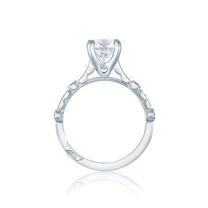 Tacori 18k White Gold Sculpted Crescent Round Diamond Engagement Ring Setting (0.15 CTW)