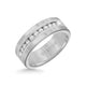 8MM Tungsten Diamond Ring - Channel Set Silver Satin Finish Inlay and Round Edge