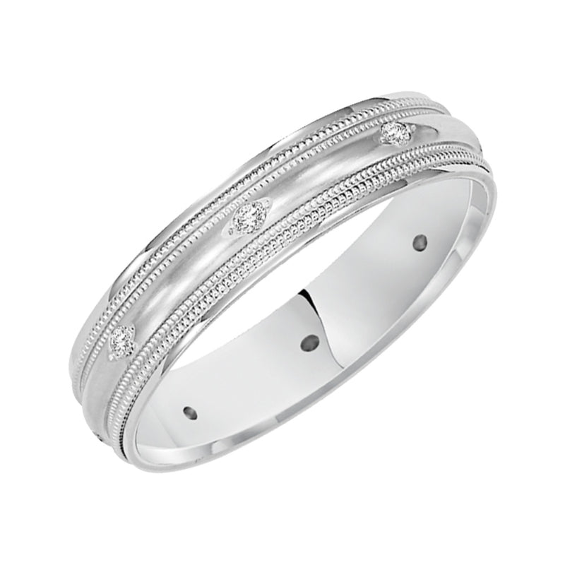 Goldman 14k White Gold 4mm Bead-set Diamond Wedding Band