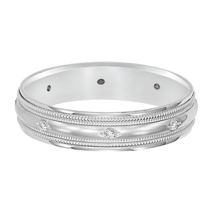 Goldman 14k White Gold 4mm Bead-set Diamond Wedding Band