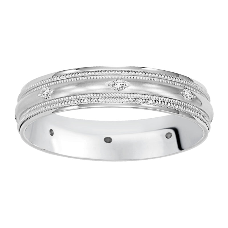 Goldman 14k White Gold 4mm Bead-set Diamond Wedding Band