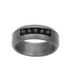 8MM Tantalum Ring - 5-Stone Black Sapphires and Bevel Edge