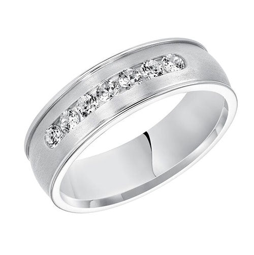 Goldman 14k White Gold Men's Diamond Wedding Band