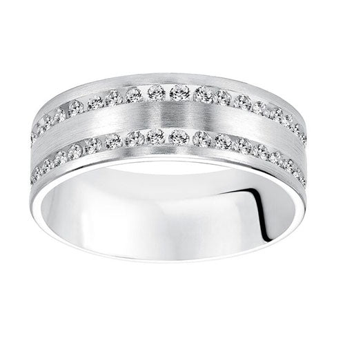 Goldman 18k White Gold Men's Diamond Wedding Band