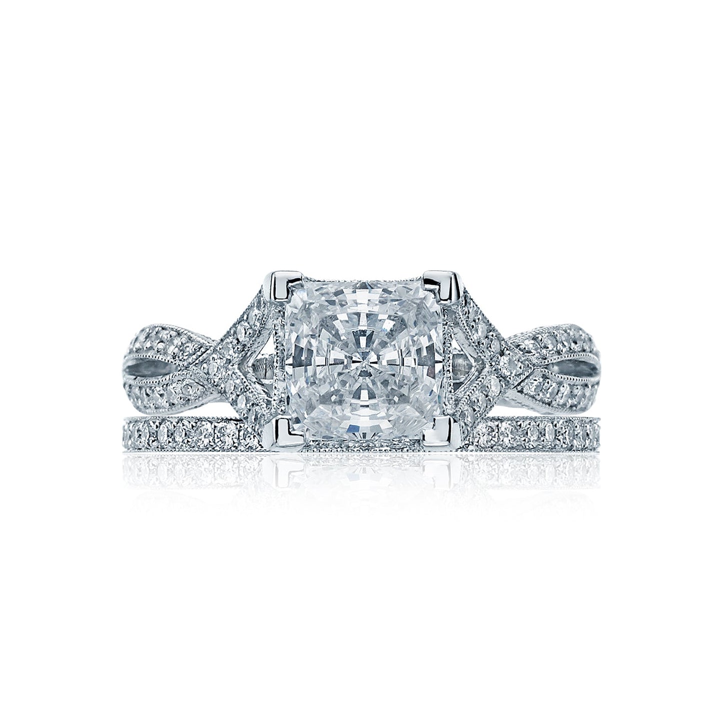 Tacori Platinum Ribbon Princess Diamond Engagement Ring Setting (0.28CTW)