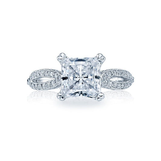 Tacori 18k White Gold Ribbon Princess Diamond Engagement Ring Setting (0.27 CTW)