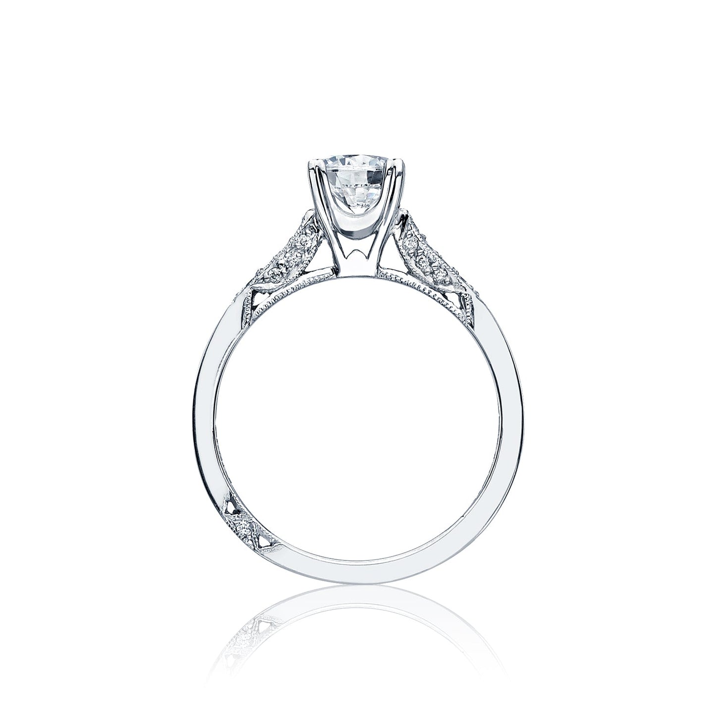 Tacori 18k White Gold Simply Tacori Round Diamond Engagement Ring Setting (0.1 CTW)