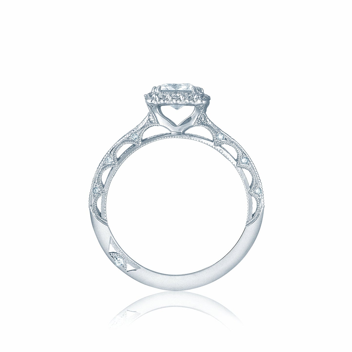 Tacori 18k White gold Reverse Crescent Princess Diamond Engagement Ring Setting (0.42 CTW)