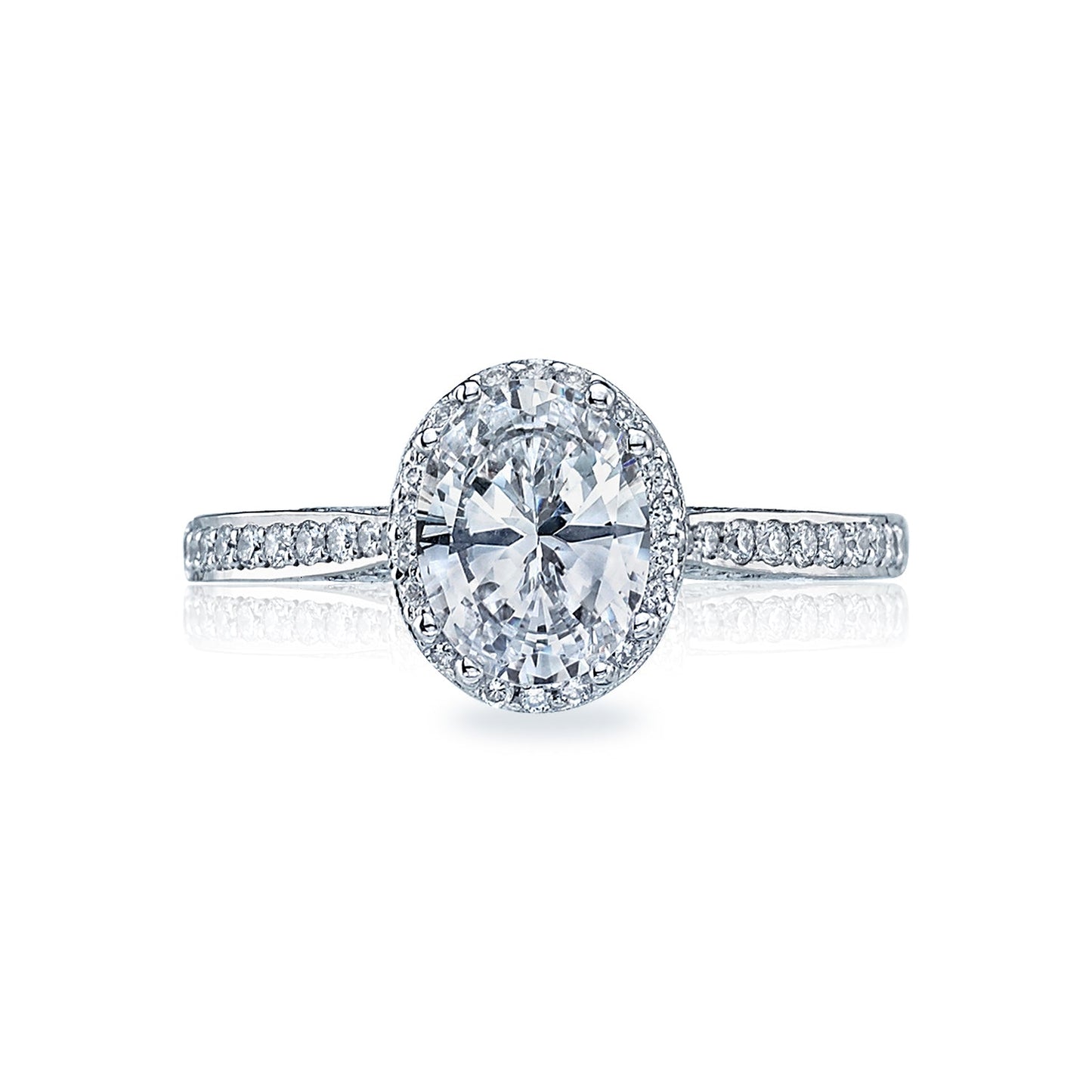 Tacori Platinum Dantela Oval Diamond Engagement Ring Setting (0.3CTW)