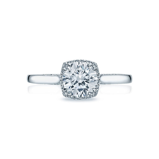 Tacori 18k White Gold Dantela Round Diamond Engagement Ring Setting (0.13 CTW)
