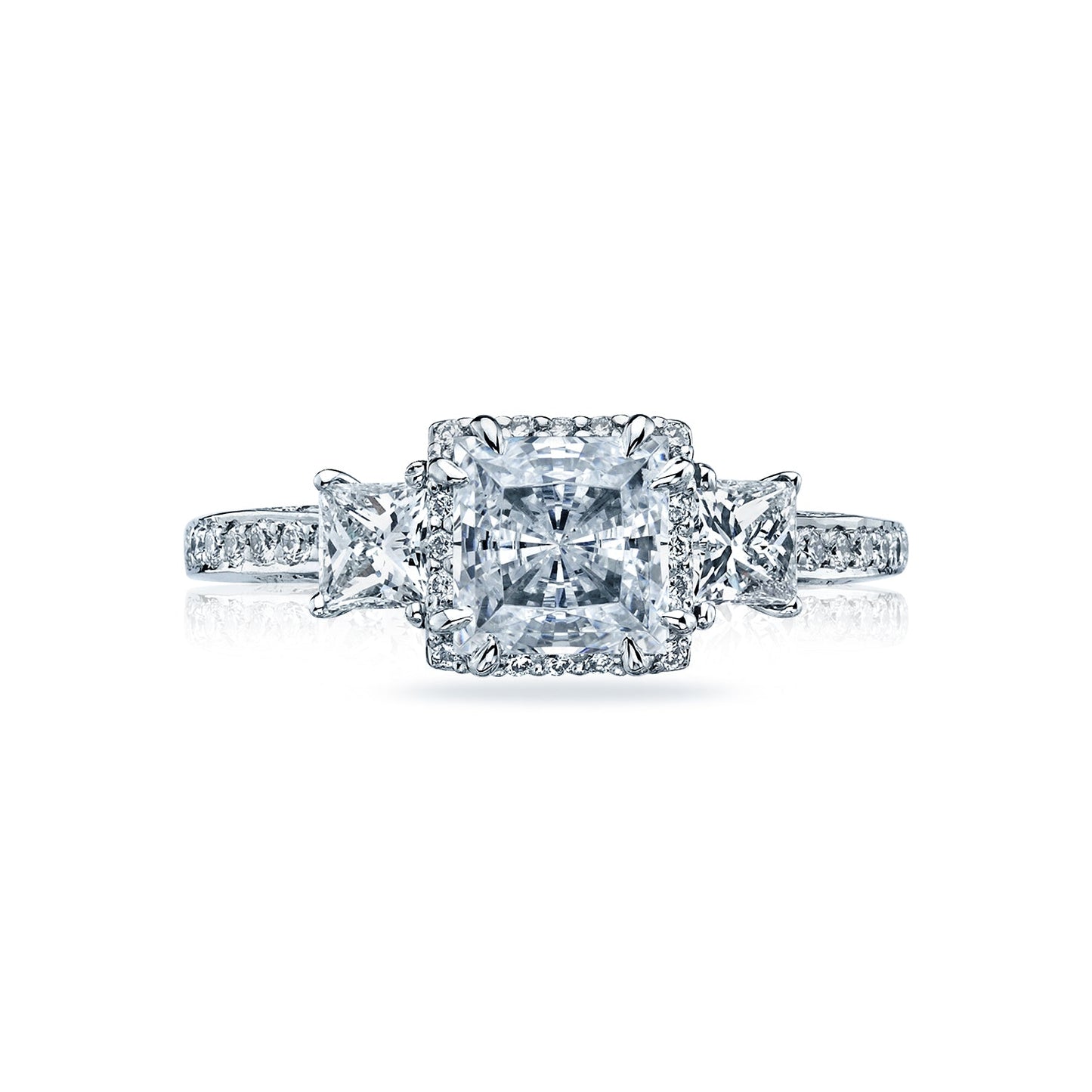 Tacori 18k White Gold Dantela Princess Diamond Engagement Ring Setting (0.77 CTW)