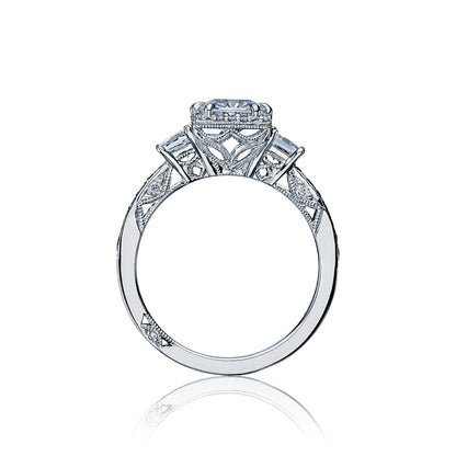 Tacori 18k White Gold Dantela Princess Diamond Engagement Ring Setting (0.77 CTW)