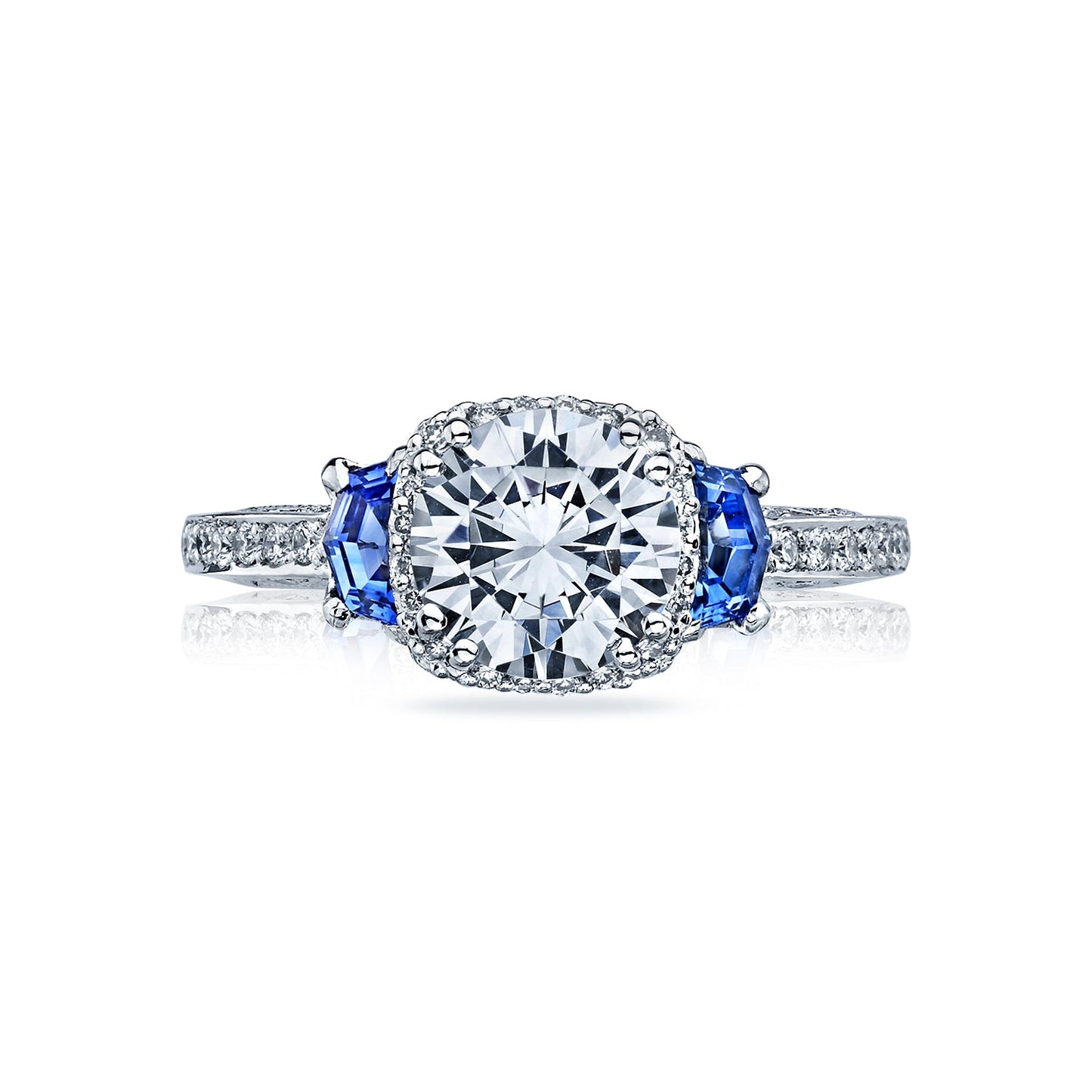 Tacori Platinum Dantela Round Diamond Engagement Ring Setting (0.26 CTW Diamond, 0.65CTW Sapphire)