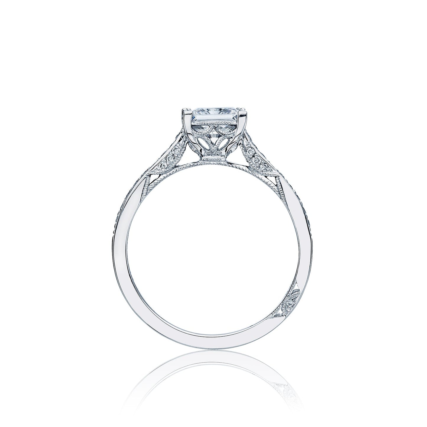 Tacori 18k White Gold Dantela Princess Diamond Engagement Ring Setting (0.2 CTW)