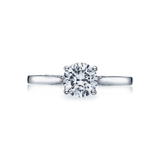 Tacori 18k White Gold Dantela Round Diamond Engagement Ring Setting (0.06 CTW)