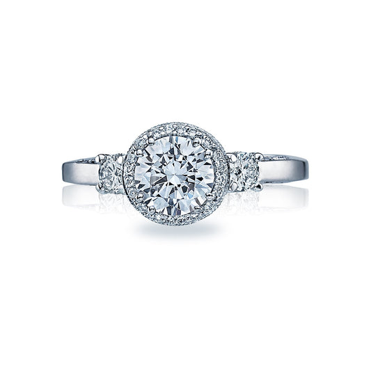 Tacori 18k White Gold Dantela Round Diamond Engagement Ring Setting (0.4 CTW)