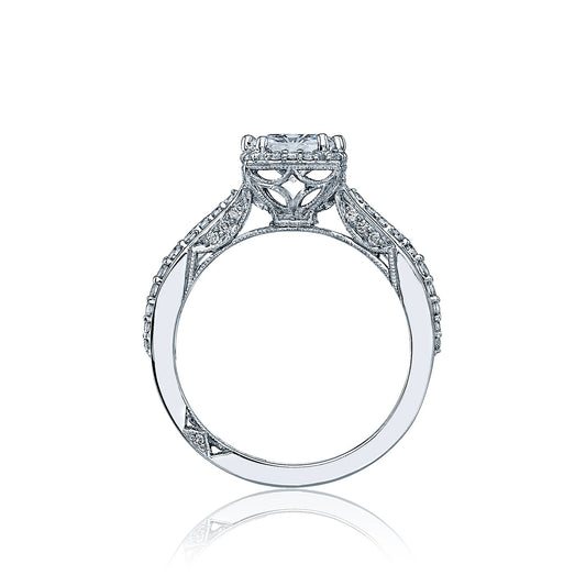 Tacori  18k White Gold Dantela Princess Diamond Engagement Ring Setting (0.36 CTW)