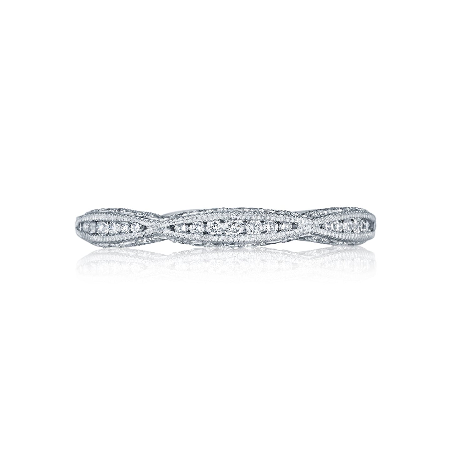 Tacori 18k White Gold Classic Crescent Diamond Wedding Band (0.37 CTW)