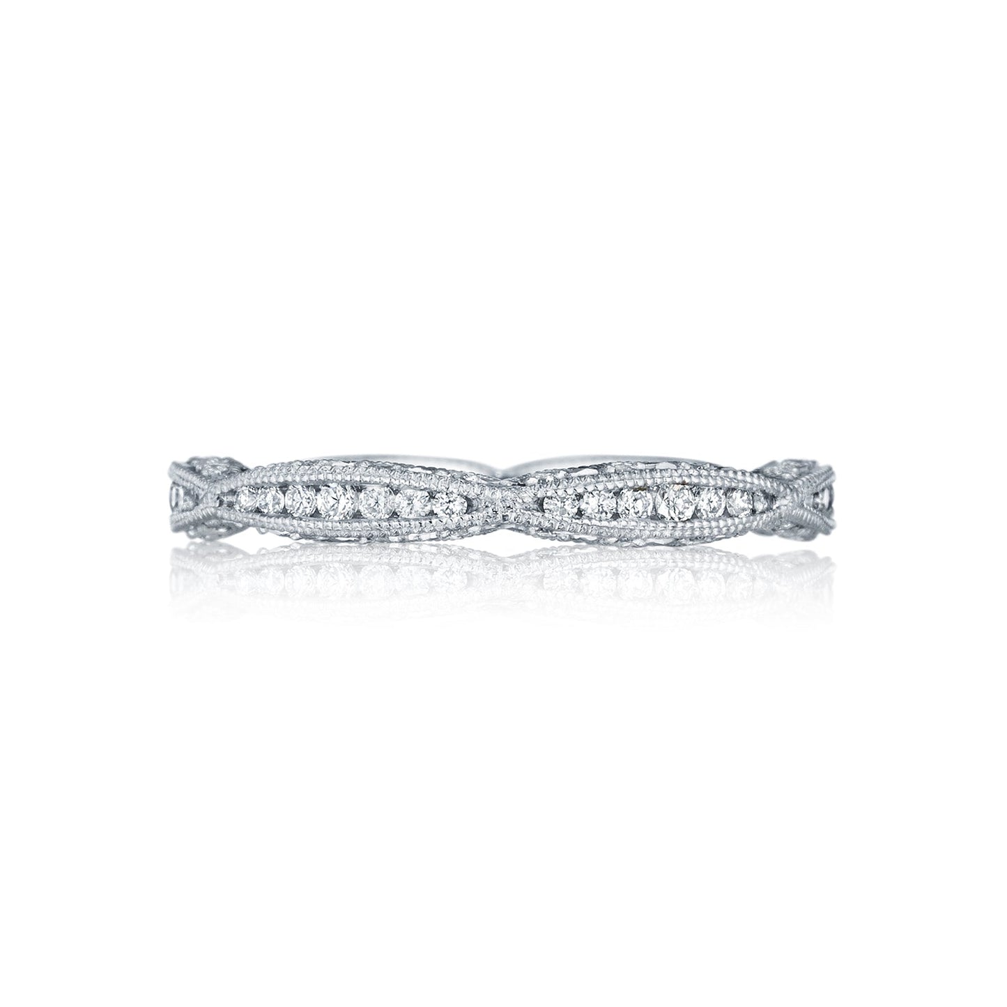 Tacori 18k White Gold Classic Crescent Diamond Wedding Band (0.44 CTW)