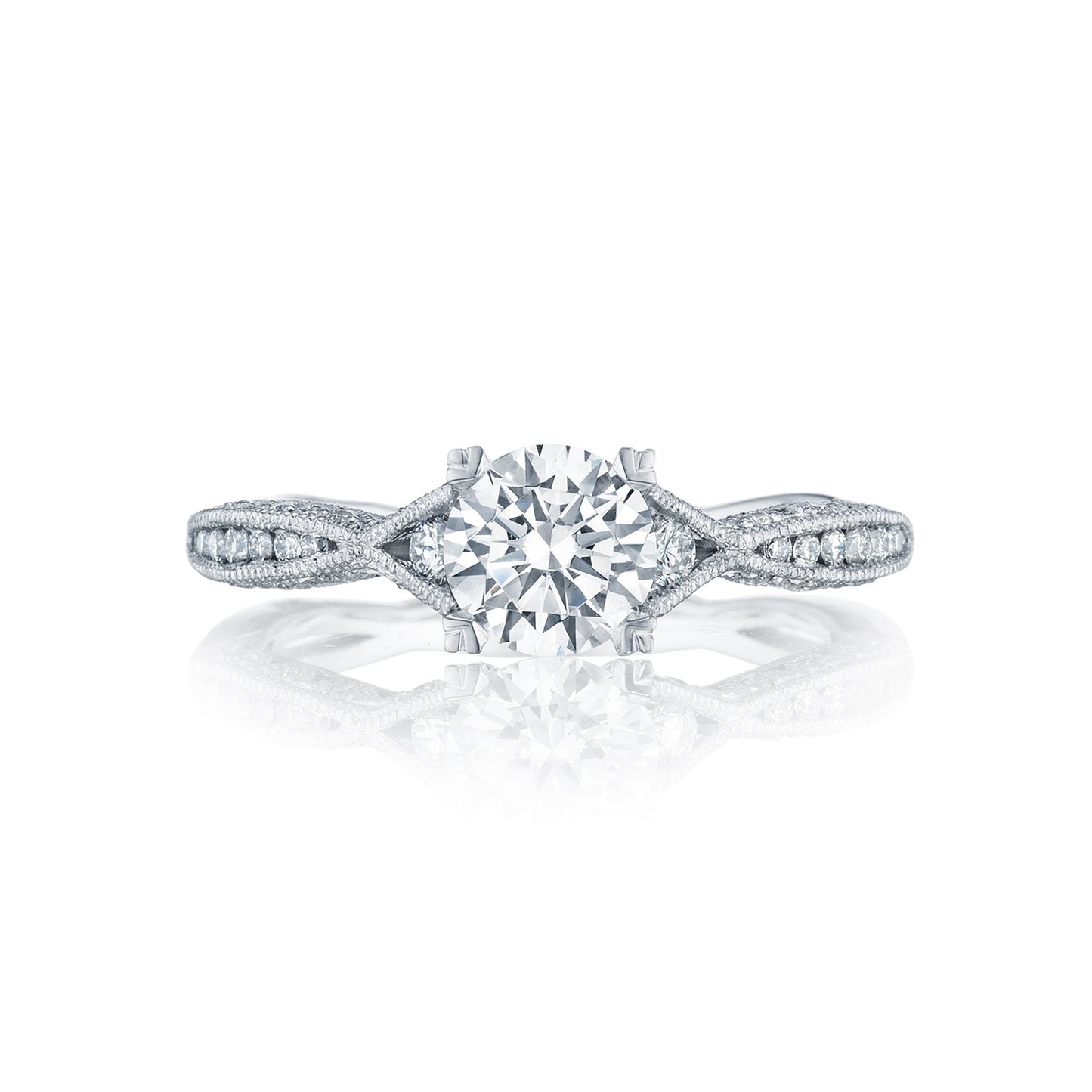 Tacori Platinum Classic Crescent Round Diamond Engagement Ring Setting (0.28 CTW)