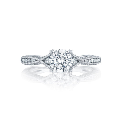 Tacori Platinum Classic Crescent Round Diamond Engagement Ring Setting (0.28 CTW)