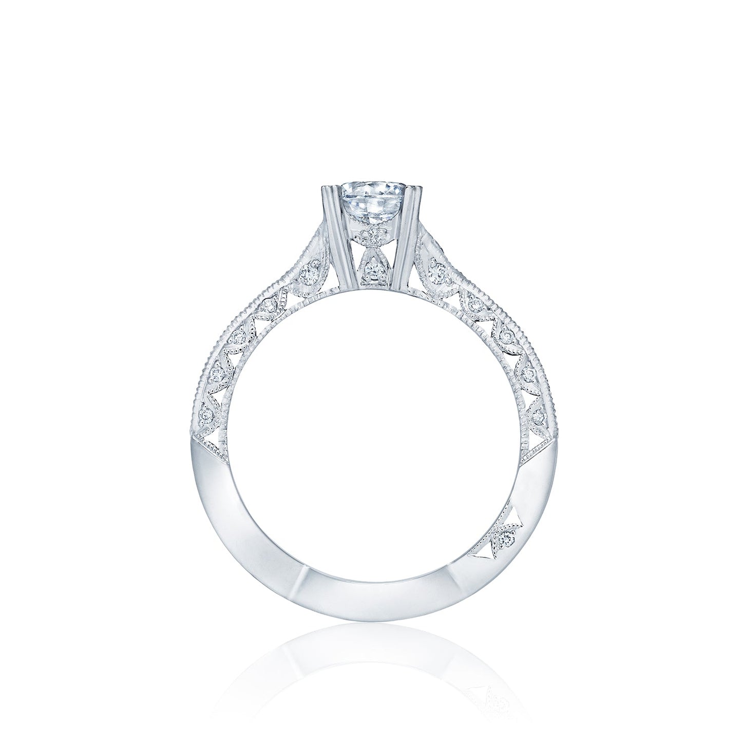 Tacori Platinum Classic Crescent Round Diamond Engagement Ring Setting (0.28 CTW)