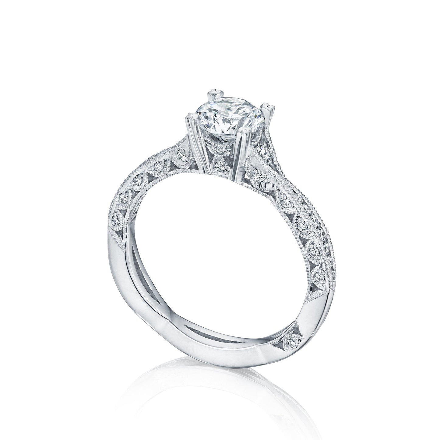 Tacori Platinum Classic Crescent Round Diamond Engagement Ring Setting (0.28 CTW)