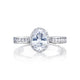 Tacori 18k White Gold Dantela Oval Diamond Engagement Ring Setting (0.45 CTW)