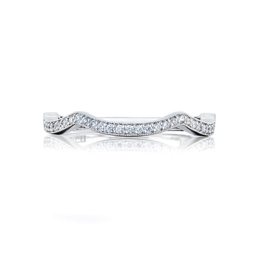 Tacori 18k White Gold Ribbon Diamond Wedding Band (0.15 CTW)