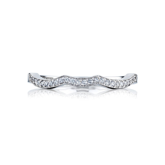 Tacori 18k White Gold Ribbon Diamond Wedding Band (0.12 CTW)