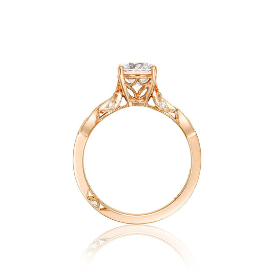 Tacori 18k Rose Gold Ribbon Round Diamond Engagement Ring Setting (0.3 CTW)