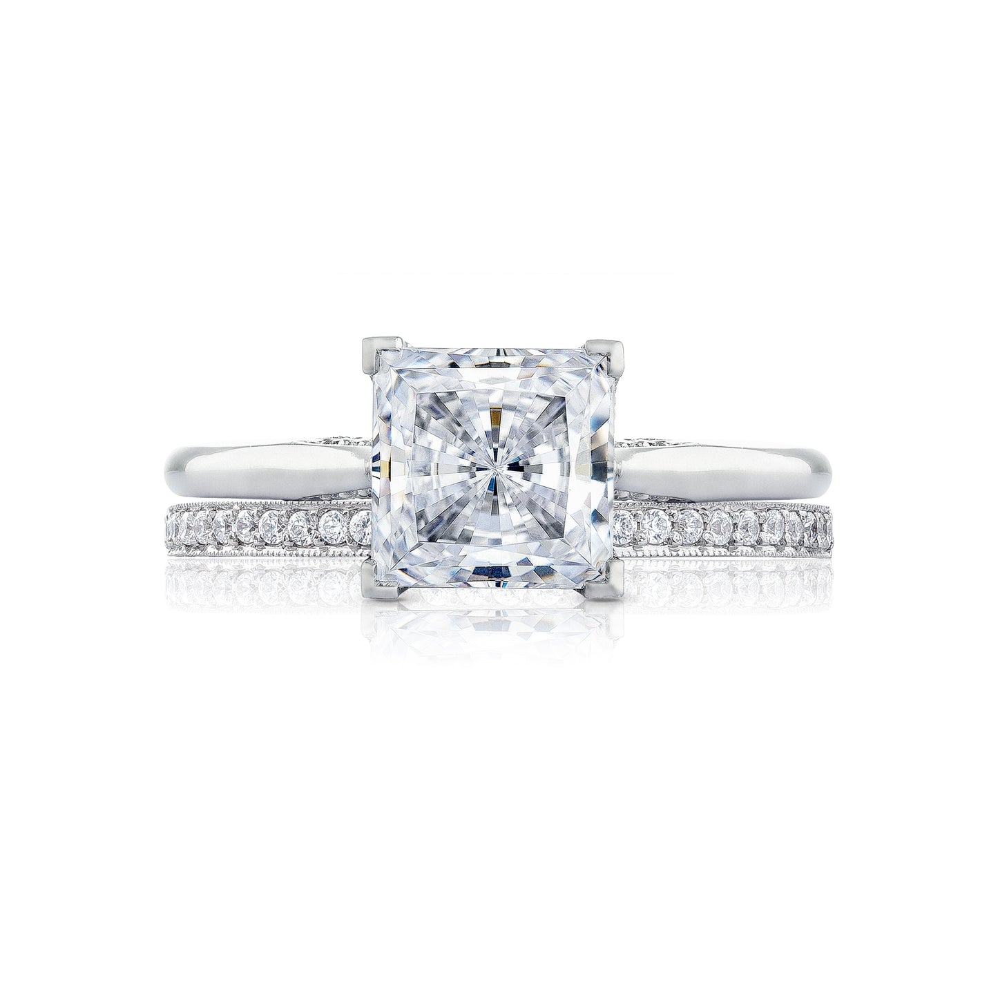 Tacori 18k White Gold Simply Tacori Princess Diamond Engagement Ring Setting (0.07 CTW)