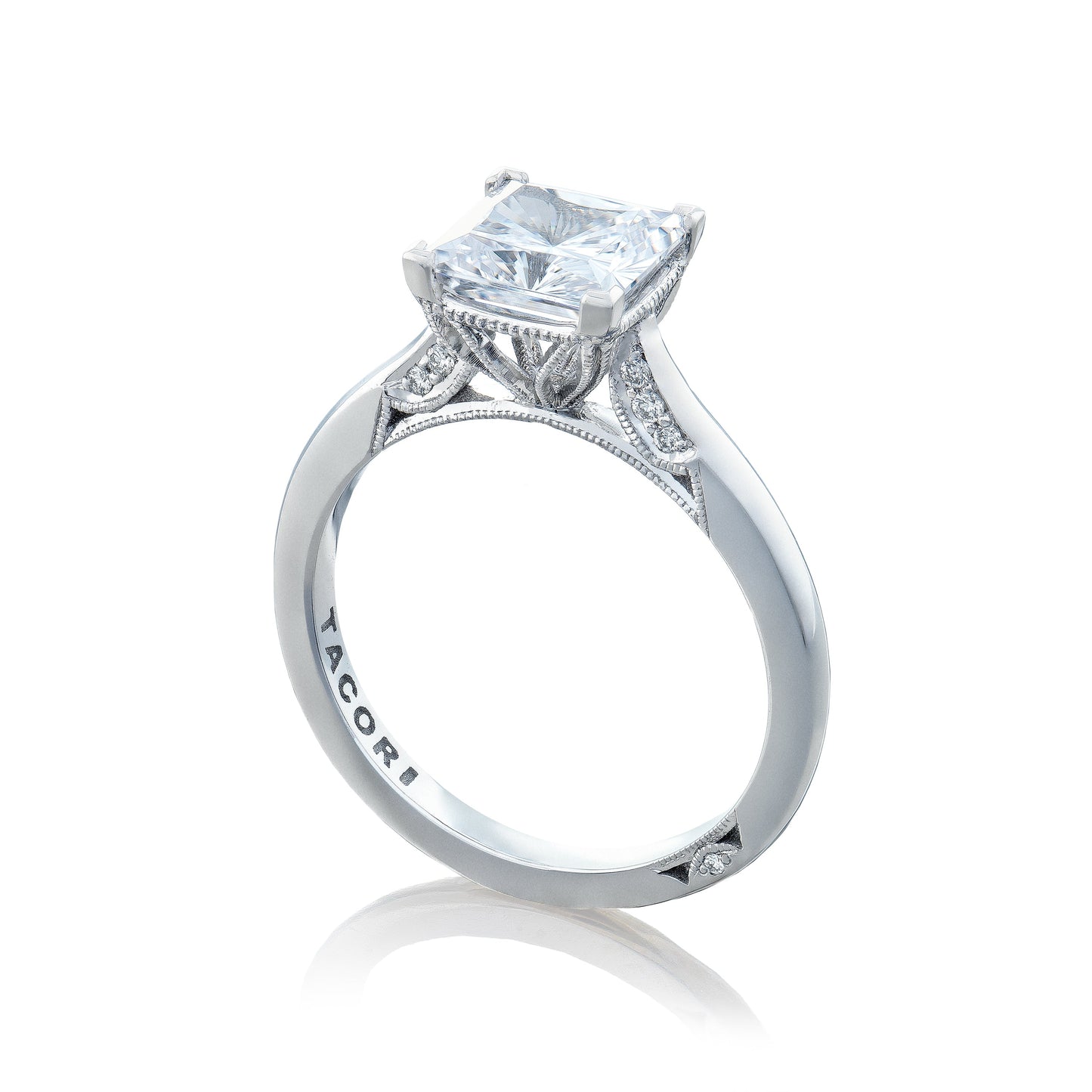 Tacori 18k White Gold Simply Tacori Princess Diamond Engagement Ring Setting (0.07 CTW)