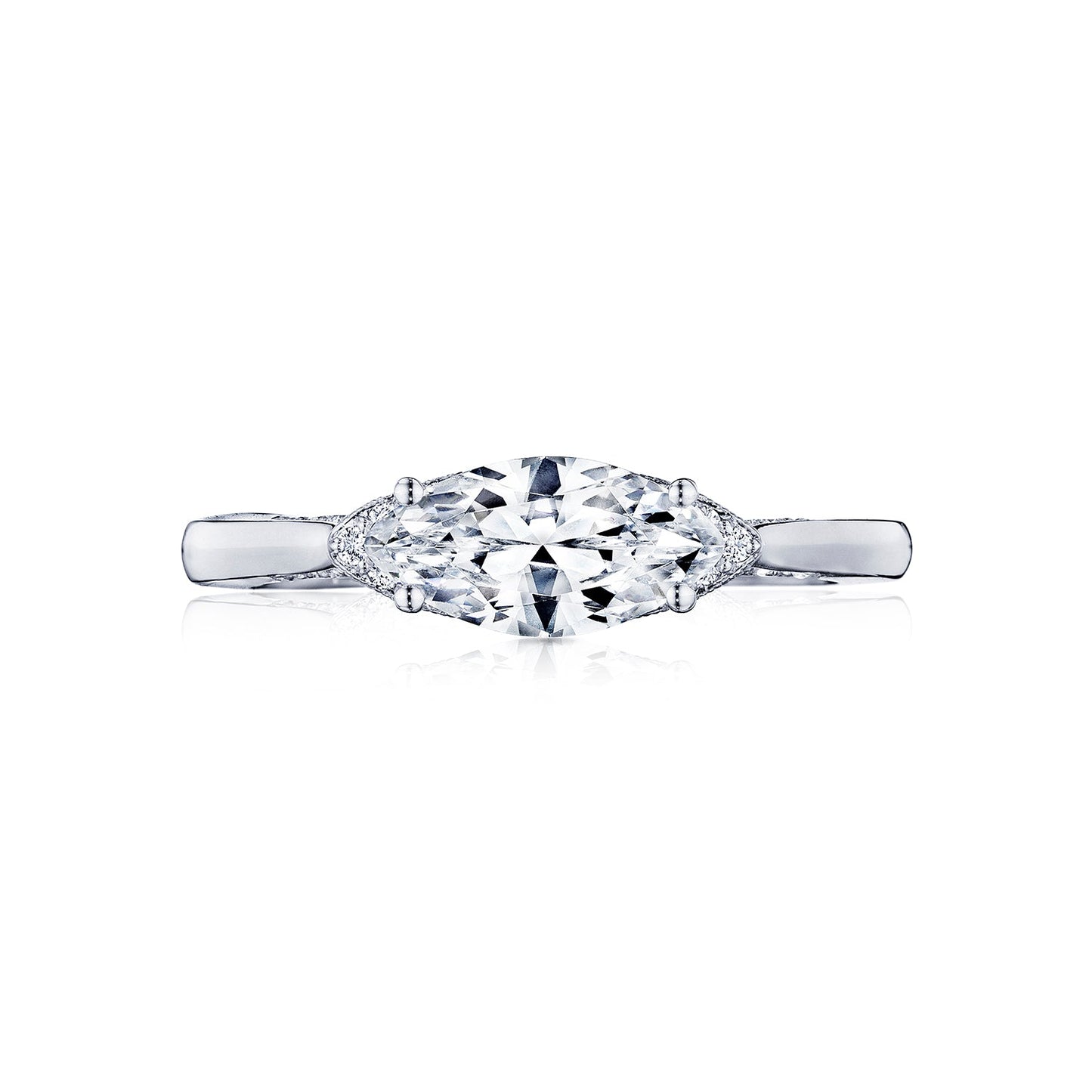 Tacori 18k White Gold Simply Tacori Marquise Diamond Engagement Ring Setting (0.09 CTW)