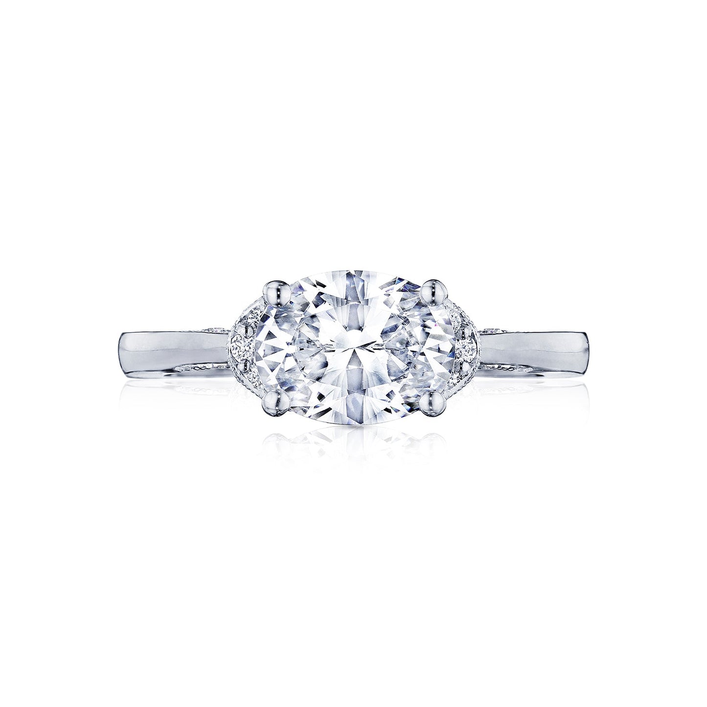 Tacori 18k White Gold Simply Tacori Oval Diamond Engagement Ring Setting (0.13 CTW)