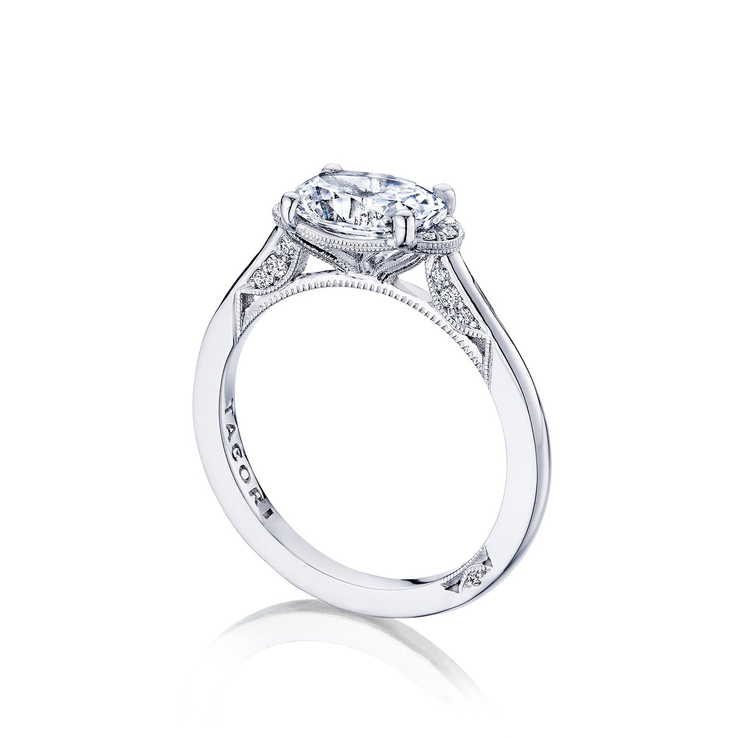 Tacori 18k White Gold Simply Tacori Oval Diamond Engagement Ring Setting (0.13 CTW)