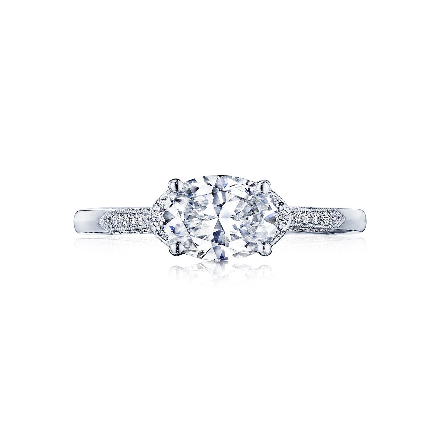 Tacori 18k White Gold Simply Tacori Oval Diamond Engagement Ring Setting (0.15 CTW)