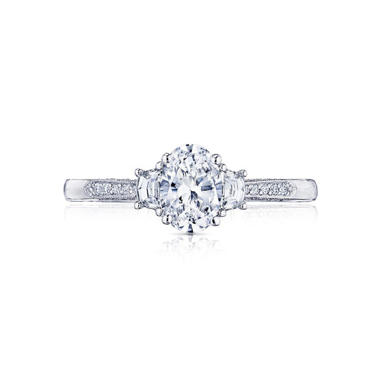 Tacori 18k White Gold Simply Tacori Oval Diamond Engagement Ring Setting (0.34 CTW)