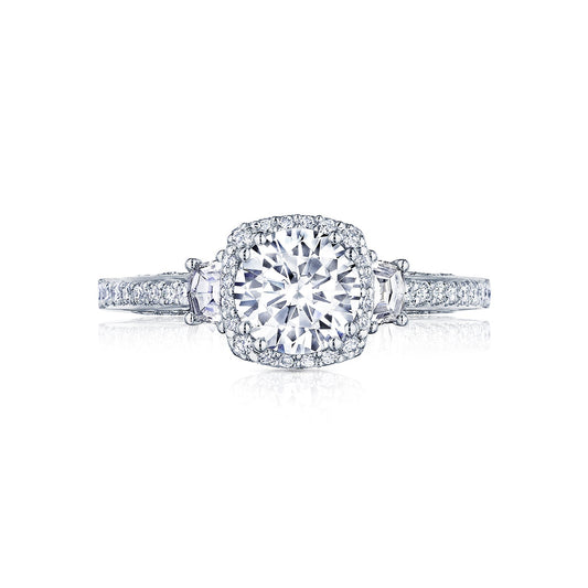 Tacori 18k White Gold Dantela Round Diamond Engagement Ring Setting (0.5 CTW)