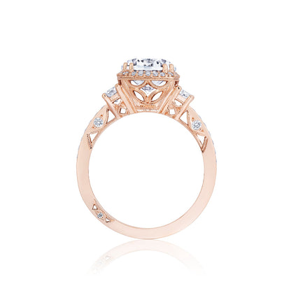 Tacori 18k Rose Gold Dantela Round Diamond Engagement Ring Setting (0.68 CTW)