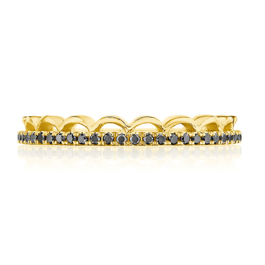 Crescent Crown Ring with Black Diamond