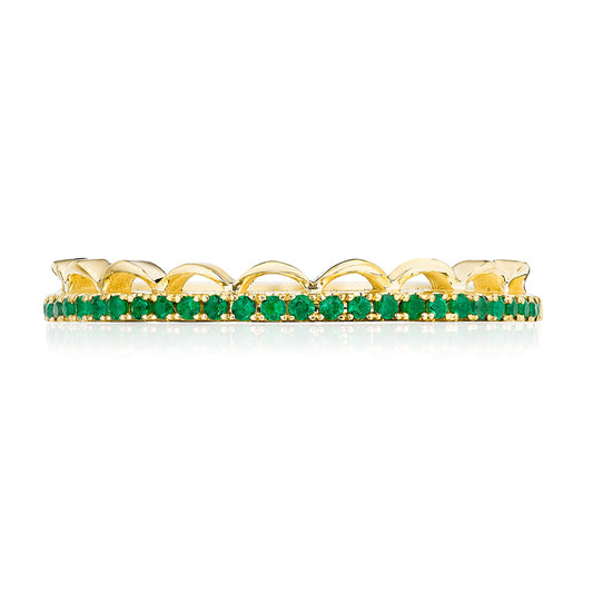 Crescent Crown Ring with Emerald