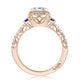 Emerald 3-Stone Engagement Ring with Blue Sapphires