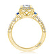 Emerald 3-Stone Engagement Ring with Blue Sapphires