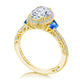 Oval 3-Stone Engagement Ring with Blue Sapphire
