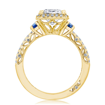Princess 3-Stone Engagement Ring with Blue Sapphire