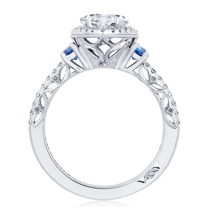 Pear 3-Stone Engagement Ring with Blue Sapphire