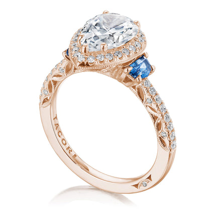 Pear 3-Stone Engagement Ring with Blue Sapphire