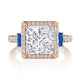 Princess 3-Stone Engagement Ring with Blue Sapphire