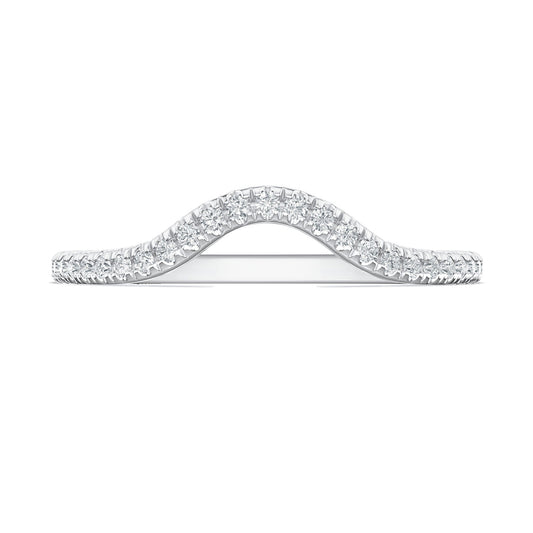 French Pavé Diamond Contour Wedding Band